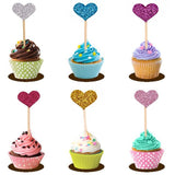 Maxbell 4/10 Pieces Birthday Cupcake Toppers Wedding Party Decor Gold Love Heart