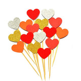 Maxbell 4/10 Pieces Birthday Cupcake Toppers Wedding Party Decor Gold Love Heart