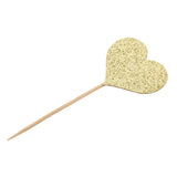 Maxbell 4/10 Pieces Birthday Cupcake Toppers Wedding Party Decor Gold Love Heart