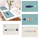 Maxbell Mediterranean Fish Pattern Table Mat Rectangular Heat-insulated Place Mats A