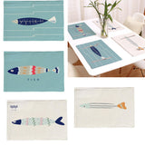 Maxbell Mediterranean Fish Pattern Table Mat Rectangular Heat-insulated Place Mats A
