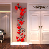 Maxbell 3D Removable Flower Mural Decal Art Vinyl Decor Home Wall Stickers  Red