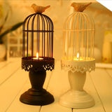 Maxbell Wrought Iron Birdcage Candlesticks Home Party Candle Tea Light Holder White