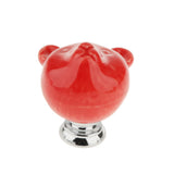 Maxbell Creative Bear Ceramic Drawer Cabinet Cupboard Door Pull Handle Knob Red