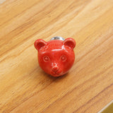 Maxbell Creative Bear Ceramic Drawer Cabinet Cupboard Door Pull Handle Knob Red