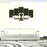 Maxbell Canvas Print Wall Decor Oil Painting Art Adorned Picture-Swans 5PC Noframe L