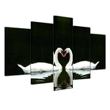 Maxbell Canvas Print Wall Decor Oil Painting Art Adorned Picture-Swans 5PC Noframe L