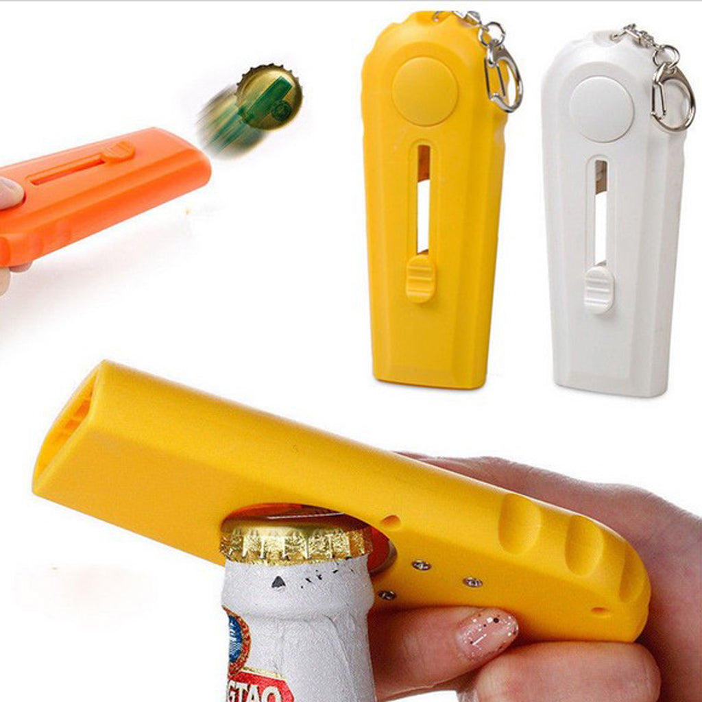 Maxbell Flying Cap Bottle Opener Cap Launcher Fancy Beer Opener With Key Ring White