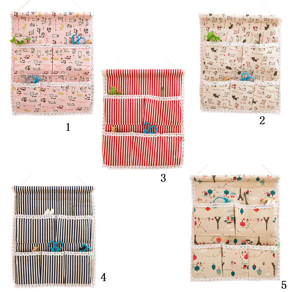 Maxbell House Door Wall Hanging Organizer Storage Bag Box Holder Decor-Pink Cat