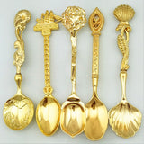 Maxbell 5Pcs Small Coffee Stirrer Bar Puddler Kitchen Spoon Royal Style-Gold