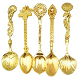 Maxbell 5Pcs Small Coffee Stirrer Bar Puddler Kitchen Spoon Royal Style-Gold