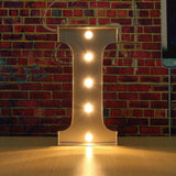 Maxbell 12'' Silver LED Letter Light Vintage Circus Style Alphabet Light Up Sign I