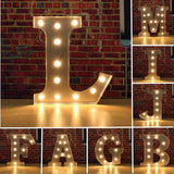 Maxbell 12'' Silver LED Letter Light Vintage Circus Style Alphabet Light Up Sign I