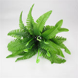 Maxbell 2Pcs Artificial Plants 7 Branches Green Persian Leaves Grass Floral Decor