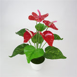 Maxbell Artificial Plant 12 Branches 5 Red Anthurium Flowers Floral Decor 33cm