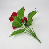 Maxbell Artificial Plant 12 Branches 5 Red Anthurium Flowers Floral Decor 33cm