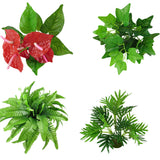 Maxbell 2Pcs Artificial Plants 7 Branches Green Maple Leaves Grass Floral Decor