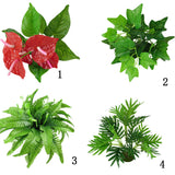 Maxbell 2Pcs Artificial Plants 7 Branches Green Maple Leaves Grass Floral Decor