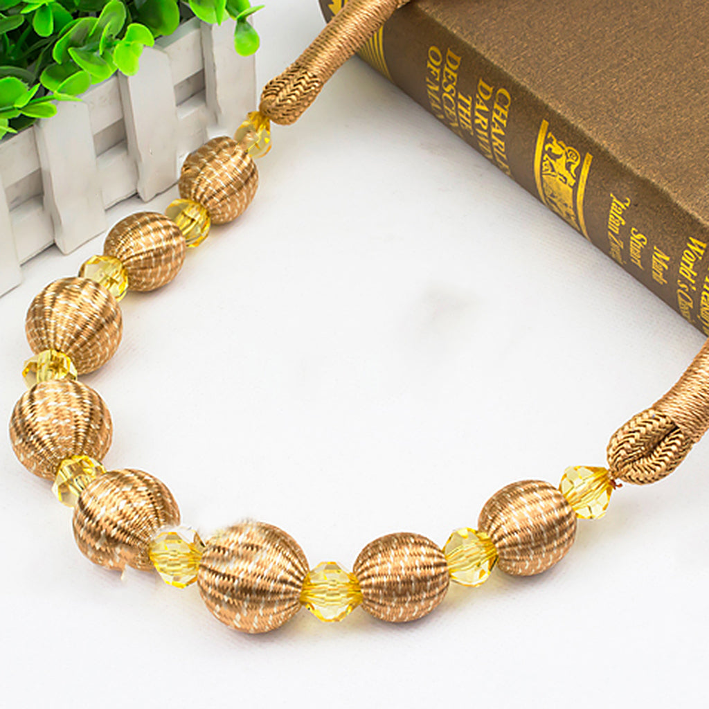 Maxbell 2Pcs Beads Curtain Rope Tiebacks Tie Belt for Room Window Decor Champagne