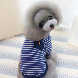 Maxbell Pet Clothes Dog Cat Stripe Pocket T-shirt Sweater Pet Summer Apparel Blue S
