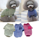 Maxbell Pet Clothes Dog Cat Stripe Pocket T-shirt Sweater Pet Summer Apparel Blue S