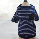Maxbell Pet Clothes Dog Cat Stripe Pocket T-shirt Sweater Pet Summer Apparel Blue S
