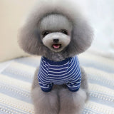 Maxbell Pet Clothes Dog Cat Stripe Pocket T-shirt Sweater Pet Summer Apparel Blue S