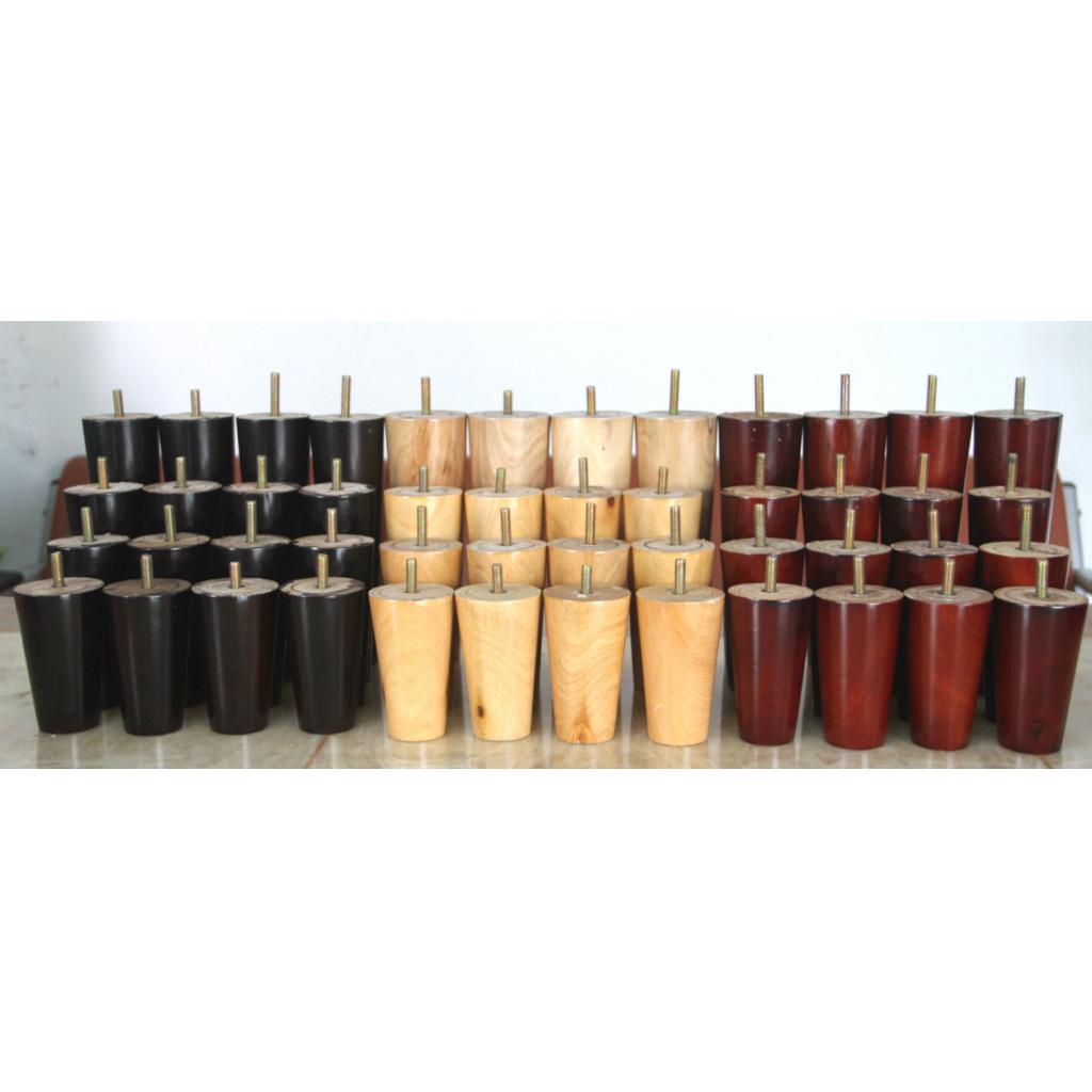 Maxbell 4pcs Cone Shape Eucalyptus Solid Wood Furniture Sofa Legs Natural 4*6*12cm
