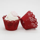 Maxbell 50x Hollow Vines Cake Paper Wrap Cupcake Wrapper Wedding Party Decor Red