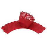 Maxbell 50x Hollow Vines Cake Paper Wrap Cupcake Wrapper Wedding Party Decor Red
