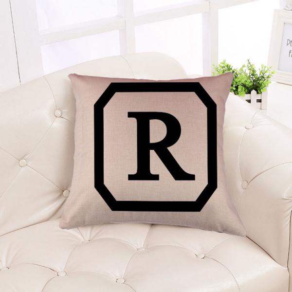 Maxbell Cotton Linen Throw Pillow Case Cushion Cover Home Decor Initial Letter R