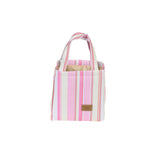 Maxbell Portable Lunch Box Tote Cooler Bag Bento Pouch Container Pink White Stripes