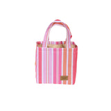 Maxbell Portable Lunch Box Tote Cooler Bag Bento Pouch Container Pink Stripes