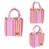 Maxbell Portable Lunch Box Tote Cooler Bag Bento Pouch Container Pink Stripes