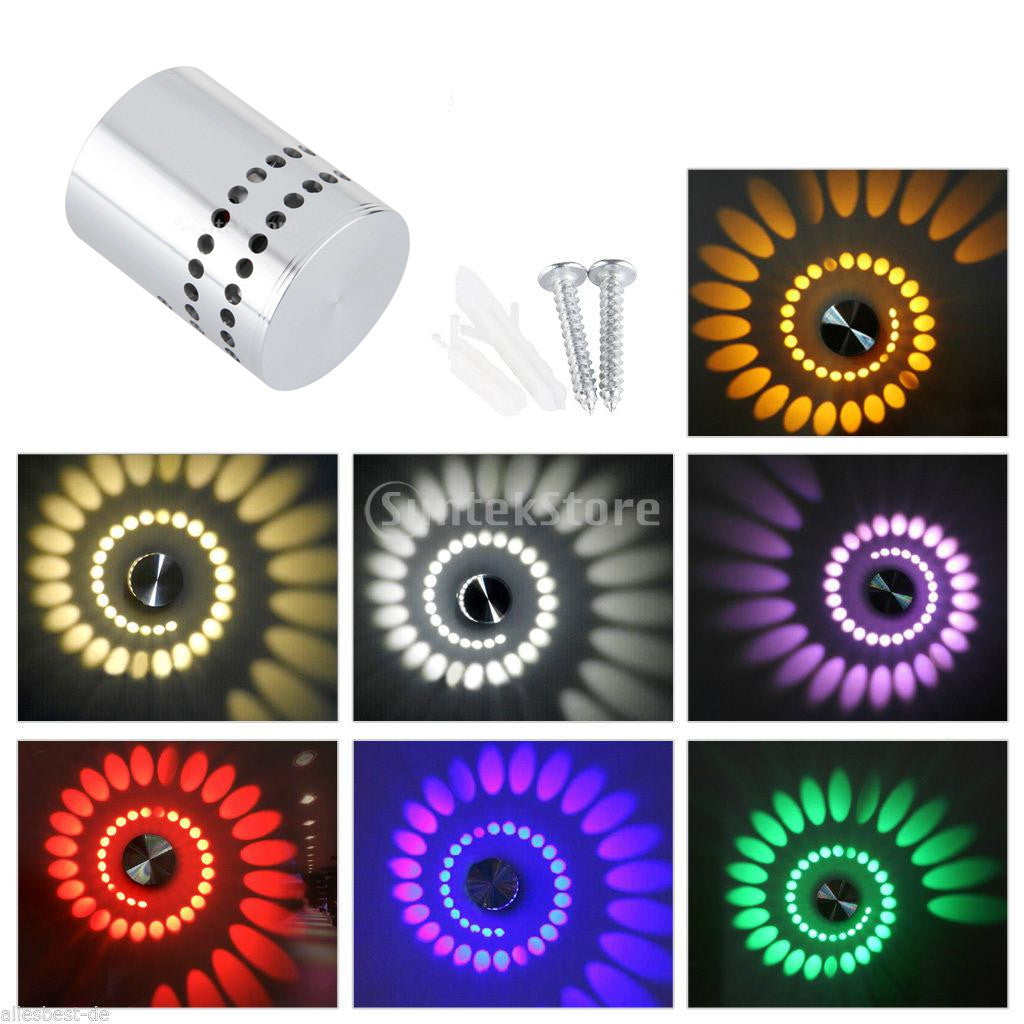 Maxbell 3W Spiral LED Wall Light Lamp Bedroom Wall Sconce Lamp Fixture-Red