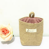 Maxbell Cotton Linen Bag Container Multipurpose Storage Basket Pot Red Stripes