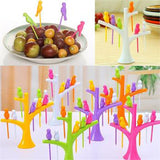 Maxbell 1 Set Food Fruit Fork Bird Pick Plastic Tree Trunk Holder Table Decor White