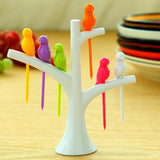 Maxbell 1 Set Food Fruit Fork Bird Pick Plastic Tree Trunk Holder Table Decor White