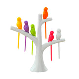 Maxbell 1 Set Food Fruit Fork Bird Pick Plastic Tree Trunk Holder Table Decor White