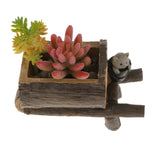 Maxbell Resin Container Retro Planter Cart Succulent Pot Flower Planting Box-Brown