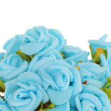 Maxbell 100Pcs Mini Artificial Roses Flowers Bouquet Wedding Bride Decor Light Blue