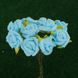 Maxbell 100Pcs Mini Artificial Roses Flowers Bouquet Wedding Bride Decor Light Blue