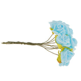 Maxbell 100Pcs Mini Artificial Roses Flowers Bouquet Wedding Bride Decor Light Blue