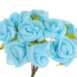 Maxbell 100Pcs Mini Artificial Roses Flowers Bouquet Wedding Bride Decor Light Blue