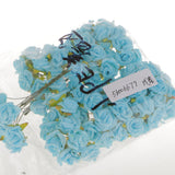 Maxbell 100Pcs Mini Artificial Roses Flowers Bouquet Wedding Bride Decor Light Blue