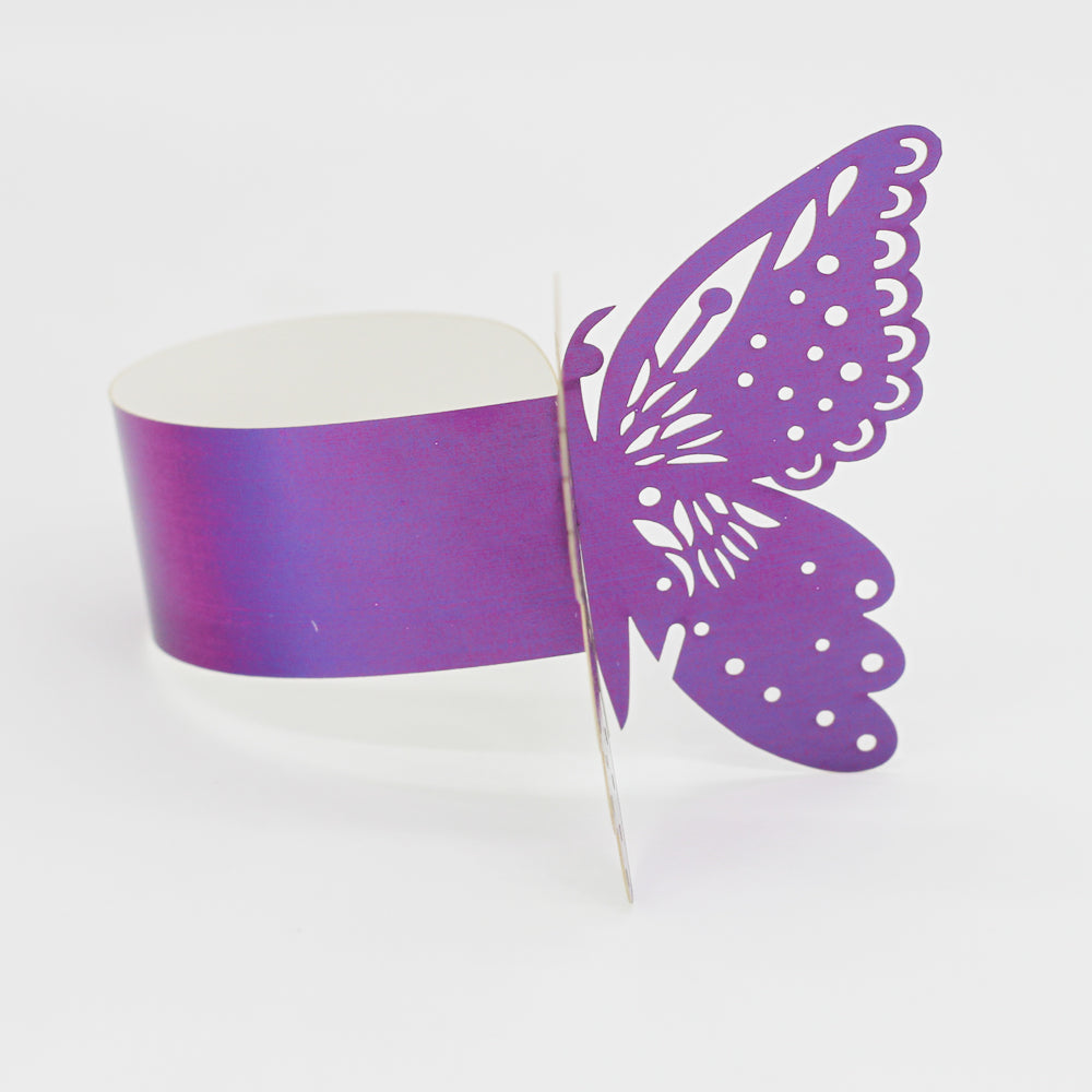 Maxbell 50pcs Napkin Ring Butterfly Paper Wedding Party Band Serviette Holder Purple