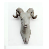 Maxbell Decorative Goat Head Wall Mount Hanger Resin Coat Hat Hook Rustic Grey