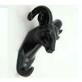 Maxbell Decorative Goat Head Wall Mount Hanger Resin Coat Hat Hook Rustic Black