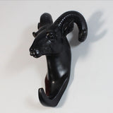 Maxbell Decorative Goat Head Wall Mount Hanger Resin Coat Hat Hook Rustic Black