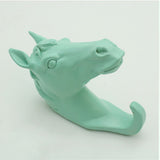 Maxbell Decorative Horse Head Wall Mount Hanger Resin Coat Hat Hook Rustic Green